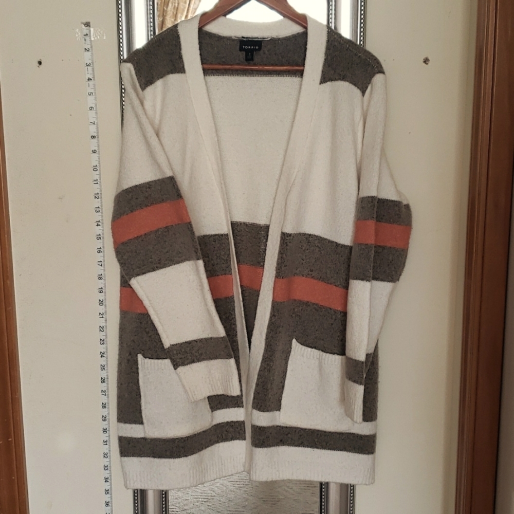 Torrid Ivory Colorblock & Stripe Cardigan 2X